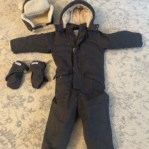 Kids Grey Snowsuit with Mittens and Hat